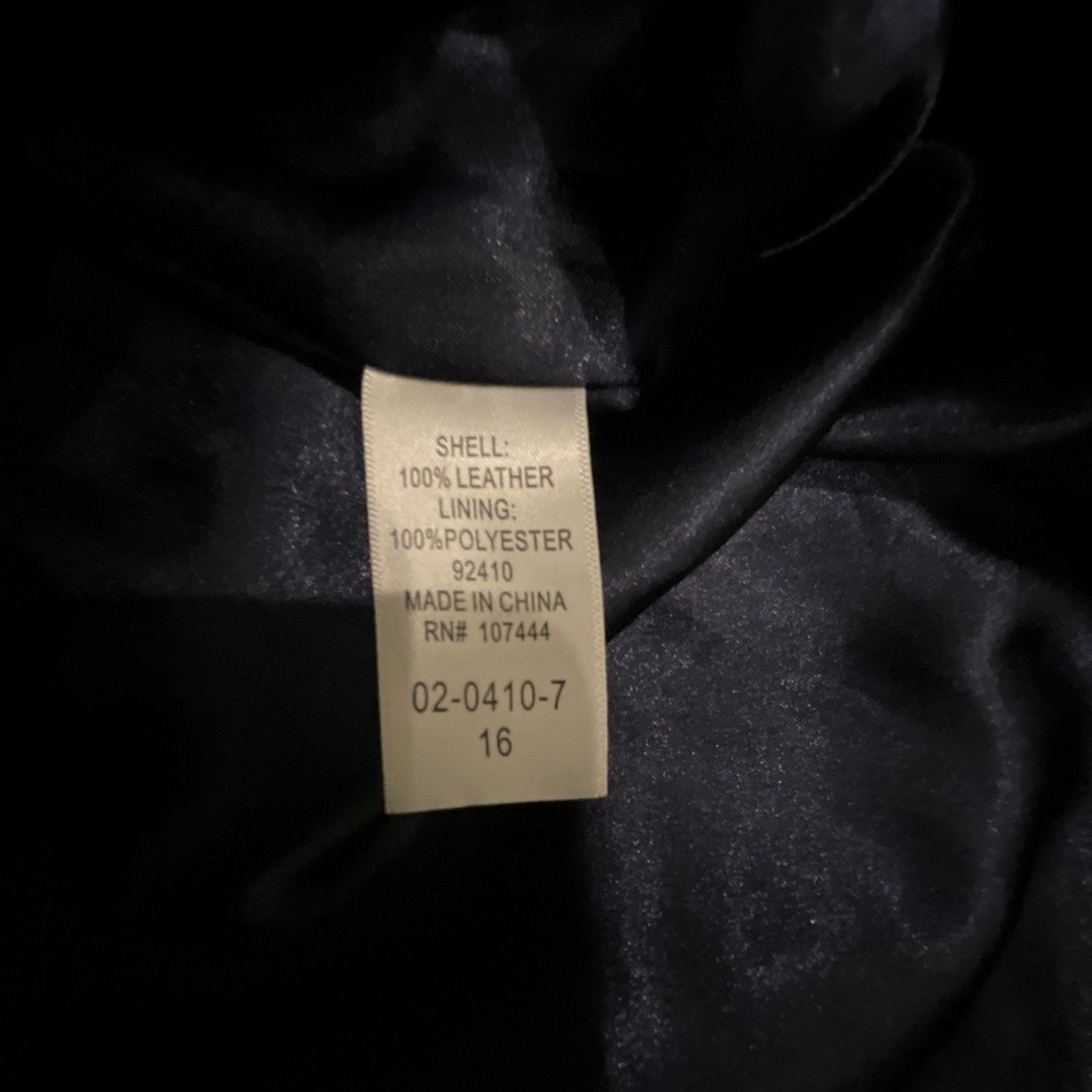 Jessica London Navy Blue Leather Car Coat Jacket Womens Sz‎ 16 Full Zip Buckle - Picture 8 of 9